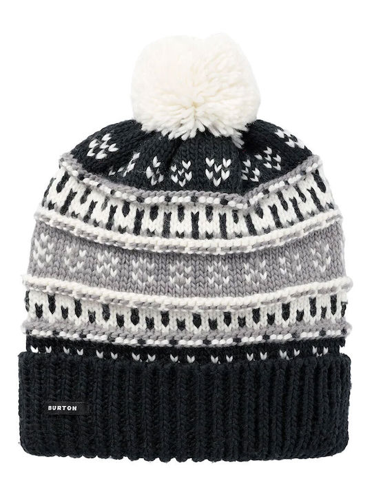 Recycled Pom Pom Beanie Γυναικείος Σκούφος Πλεκτός σε Μαύρο χρώμα