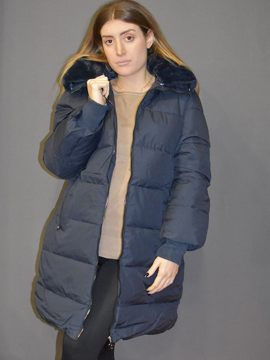 Women's Long Lifestyle Jacket for Winter Blue