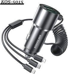 Φορτιστής Αυτοκινήτου με Θύρες 1xUSB-A 1xType-C και Καλώδιο Type-C / Lightning / Micro-USB Φορτιστής Αυτοκινήτου με Θύρες 1xUSB-A 1xType-C και Καλώδιο Type-C / Lightning / Micro-USB