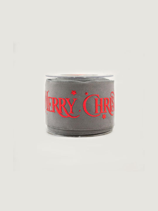 Weihnachts-Samtband Luxus Frohe Weihnachten Grau-Rot 8cm X 9m T7018326 8-grau Rot