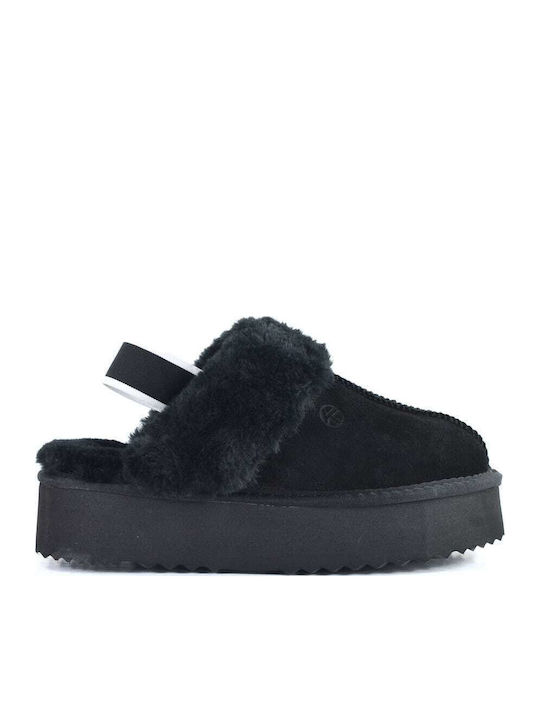 Kelara Leather Slippers Black