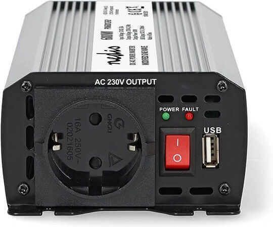 Nedis Pim60012fgy Инвертор за кола Модифицирана синусоидална вълна 600W за преобразуване на 12V DC в 230V AC