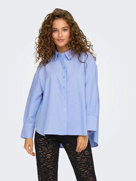 Only Women's Long Sleeve Shirt Light Blue