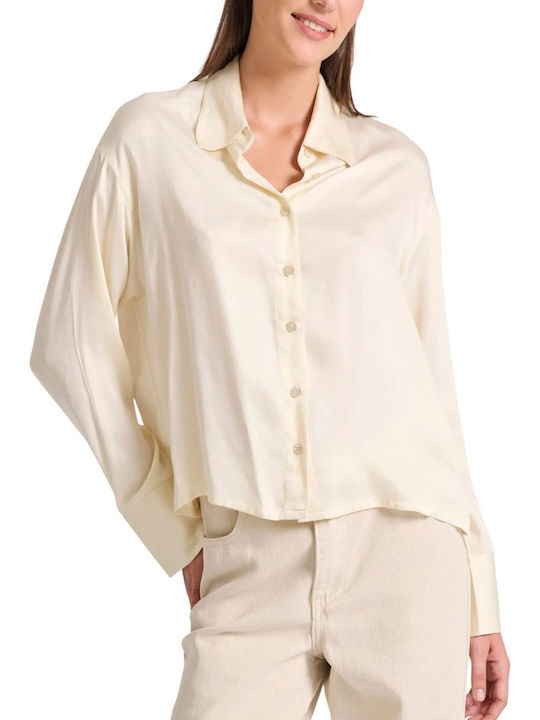 Langärmelig Damen Hemd Beige