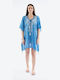 Amo La Casa Feminin Scurt Caftan de Plajă Light Blue