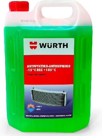 Wurth Αντιψυκτικό Παραφλού Ψυγείου Αυτοκινήτου -25°C/+105°C Πράσινο Χρώμα 4lt