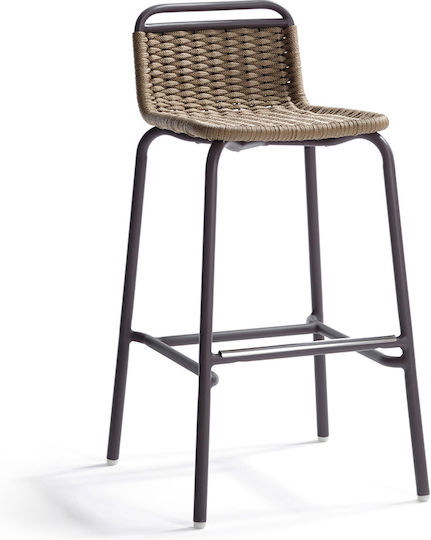 Hocker für Bar Für den Außenbereich aus Aluminium Schwarz 1Stück 54x50x95cm