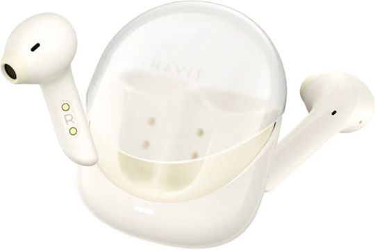 Havit TW974 Earbud Bluetooth хендсфри Слушалки с Устойчивост на Пот и Кутийка за Зареждане Бежов