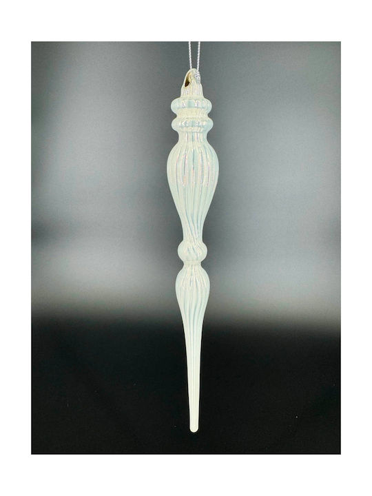 Hanging Stalactite Ornament Glass White