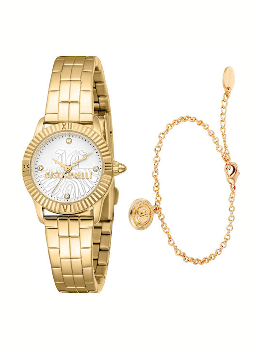 Just Cavalli Mini Γυναικείο Ρολόι 26mm Μπαταρίας με Χρυσό Μεταλλικό Μπρασελέ
