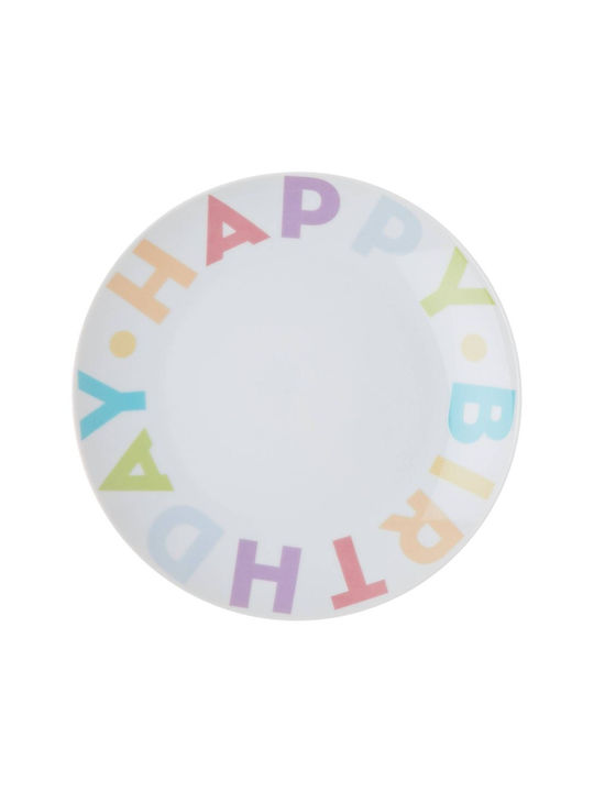 Butlers Happy Birthday Чиния Плитко от Порцелан Бял с Диаметър 20.3см
