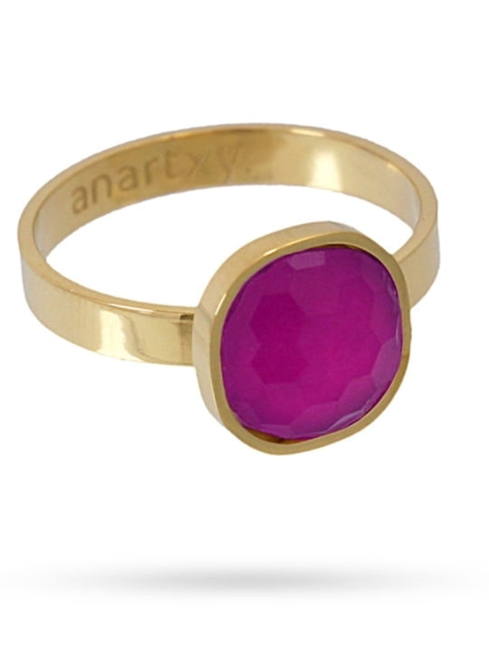 Damenring Formosa Ban072d1 Anartxy Chirurgenstahl 316l-Goldbeschichtung Magenta Kristall Damenring Formosa Ban072d1 Anartxy Chirurgenstahl 316l-Goldbeschichtung Magenta Kristall