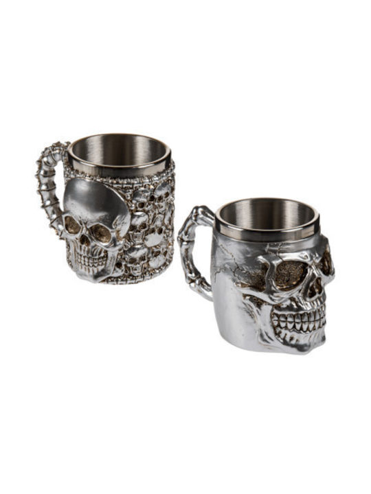 Aus Blau Versilbertes Becher-Set mit Totenkopf, 2 Stück