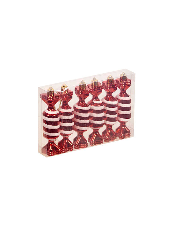 Hanging Ornament Candy Red Set 6pcs