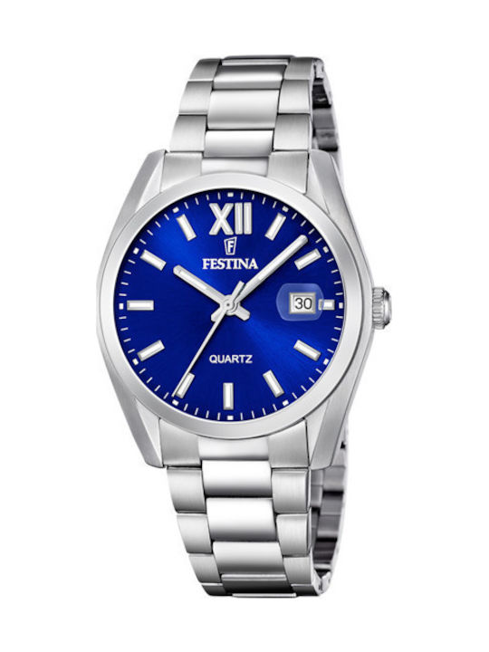 Festina Ανδρικό Ρολόι 40mm Μπαταρίας με Ασημί Μ...