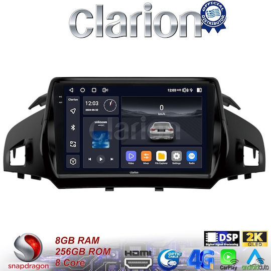 Clarion Ηχοσύστημα Αυτοκινήτου για Ford Kuga / C-Max 2011> (Bluetooth/USB/WiFi/GPS/Apple-Carplay/Android-Auto) με Οθόνη Αφής 9.5"