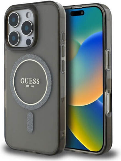 Guess Iml Glitter Umschlag Rückseite Kunststoff / Silikon Schwarz (iPhone 17 Pro Max / iPhone 17 Pro / iPhone 16 Pro Max)