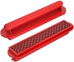 Feliator manual pentru hot dog Flippy, tăietor manual pentru cârnați hot dog, potrivit pentru grătar, 29,5 x 6,5 cm, din oțel inoxidabil ABS, roșu