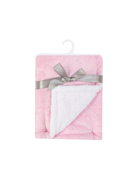 Mother's Choice Decke Wickeltücher für Kinderzimmer Vlies Weiß White And Pink 76x91cm