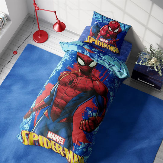 Marvel Σετ Παιδική Παπλωματοθήκη Μονή Electric Blue