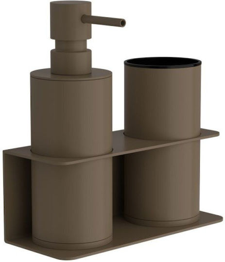 Pam & Co Wall Mounted Bathroom Accessory Set Metal Brown