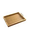 Elegant Bamboo Wood Serving Tray with Metal Handles 38 x 26 cm