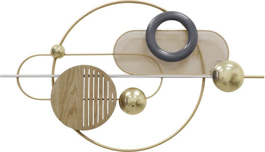 Inart Decorațiune Geometrică Lupus Aurie Din Metal 89.5x6x52.5cm