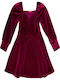 Kinderkleid Langärmelig Samt Magenta