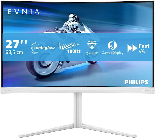 Philips Evnia 27M2C5501 VA HDR Curved Gaming Monitor 27" QHD 2560x1440 180Hz with 1ms GTG Response Time White