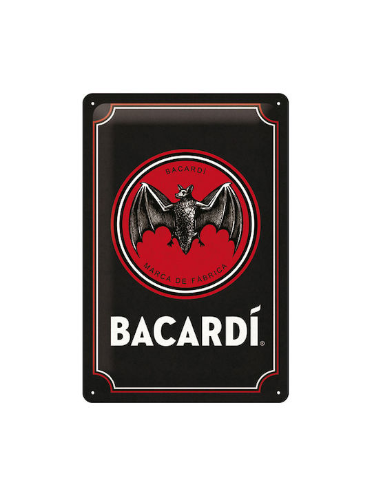 Nostalgic Art 3D Декоративна Табела Bacardi - Лого Черна Ръчно Изработена Черен От Метал 30x20см