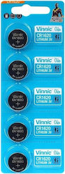 Vinnic Lithium Watch Batteries CR1620 3V Pack of 5