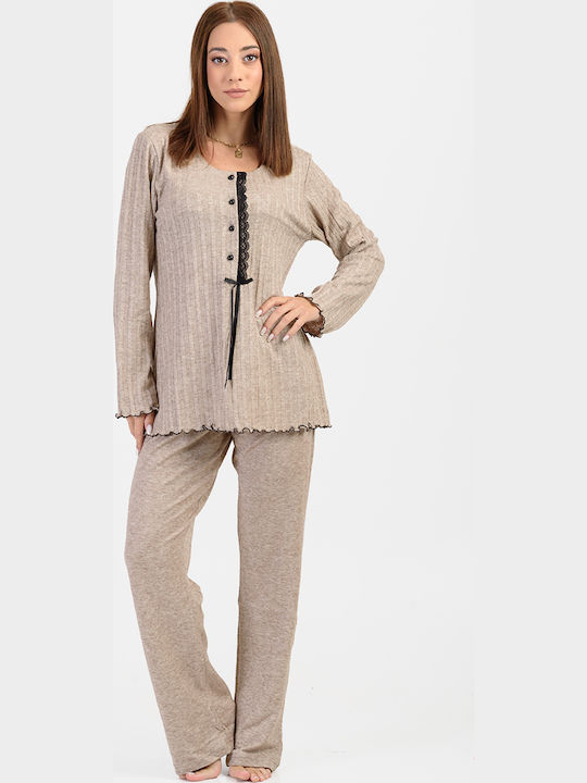 Koyote Winter Damen Pyjama-Set Beige