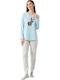 Minerva Winter Women's Pyjama Set Sky Blue Allover Bunny