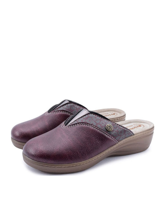 Sabino Anatomische Damen Hausschuhe Burgundisch