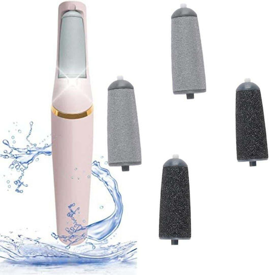 Pilă Electrică Profesională Baterie Călcâie Piele Crăpată 4 Capete Lumină LED 2 Viteze Multicolor Roz
