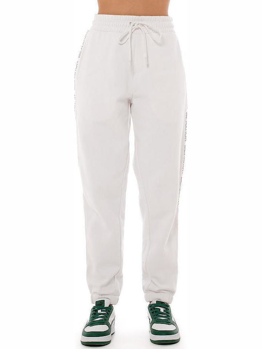 Hohe Taille Jogginghose white