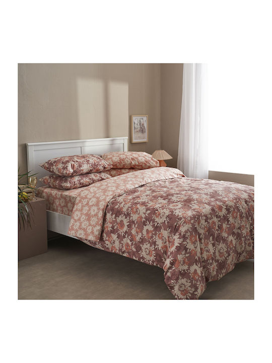 Charalambidis Textiles Duvet Cover Single 160x240 Chrysanthemum Cinnamon