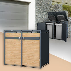 Mülltonnenbox für 2 Tonnen bis 240L 132x80x116,3 cm Anthrazit Weiß Stahl ML Design Mülltonnenbox für 2 Tonnen bis 240L 132x80x116,3 cm Anthrazit Weiß Stahl ML Design
