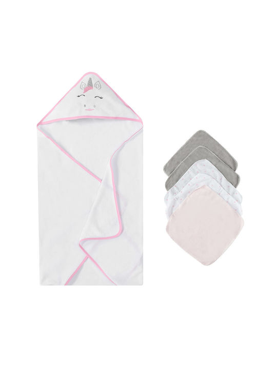 Baby-Geschenkset 5 Mini-Handtücher Ein Kapuzenhandtuch Einhorn