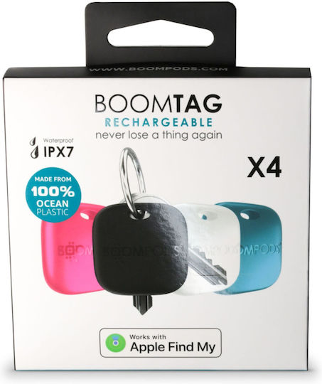 Boompods BoomTag Rechargeable Apple Find My Black, Blue, White, Pink 4τμχ