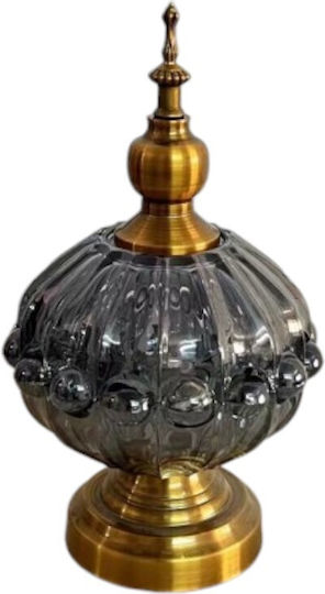Karvounis Vintage Φοντανιέρα Glas mit Deckel und Ständer 27x13cm Gold