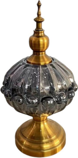 Karvounis Vintage Φοντανιέρα Glas mit Deckel und Ständer 30x16cm Gold