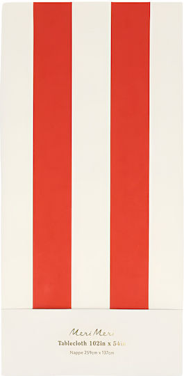 Papiertischdecke Rot-Weiß Gestreift 2,6 x 1,4m Meri Meri