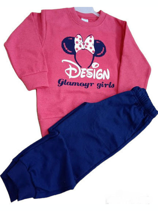 Kids Sweatpants Set Coral 2pcs