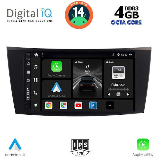 Digital IQ Car Audio System for Mercedes-Benz E Class / CLS Class 2003-2009 (Bluetooth/USB/WiFi/GPS/Apple-Carplay/Android-Auto) with Touch Screen 8"