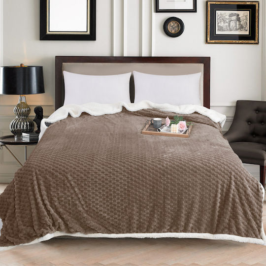 My Home Luxury Sherpa Single Blanket 160x220cm Brown