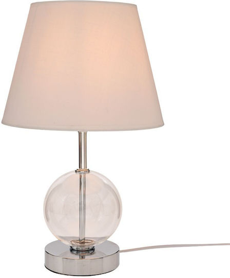 Iliadis Glas Tischlampe mit Weiß Schirm und Transparent Basis
