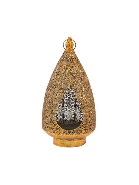 Iliadis Tabletop Metallic Lantern Gold 25x25x50cm