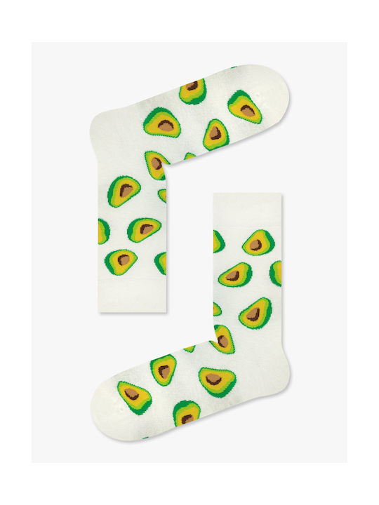 Nodo Cotton Sock Avocado Design White