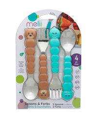Melii Baby Set with Fork made of Metal for 12+ months Brown 4pcs 16000 Melii Baby Set with Fork made of Metal for 12+ months Brown 4pcs 16000